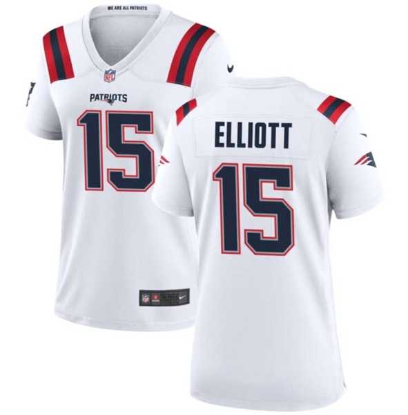 Womens New England Patriots #15 Ezekiel Elliott White Stitched Jersey Dzhi